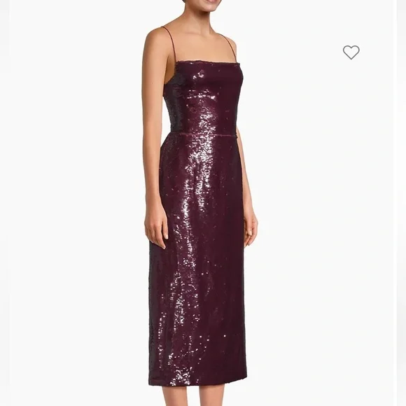 NWOT Sabina Musayev Zarya Open Back Sequin Midi Dress Size XS (Ruby Wine). - Picture 2 of 13